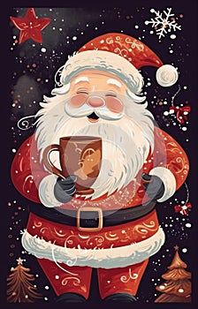 man tea merry home christmas holiday cute claus mug male santa. Generative AI.