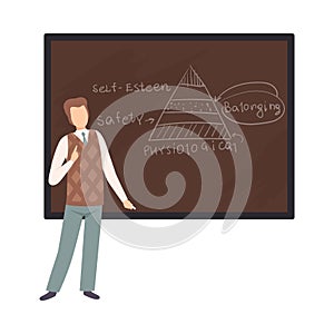 Man teaches a lecture on psychology vector illustration
