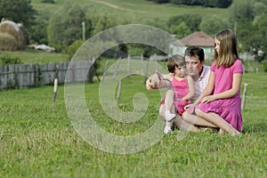 Man teaching kids in nature