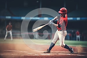 man team player baseball game sport field athlete summer ball bat. Generative AI.