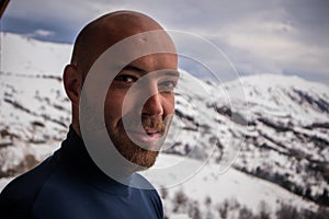 Man in technical clothing in alps