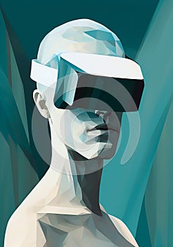 man technology goggles experience futuristic headset gadget digital vr cyber glasses. Generative AI.