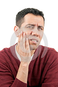 Man in teeth pain