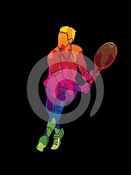 Man tennis player action