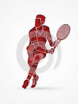 Man tennis player action