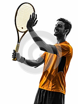 Man tennis player portrait applauding silhouette