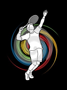 Man tennis player serve