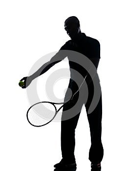 Man tennis player at service