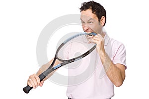 Man with tennis racket