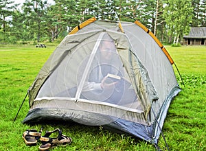 Man in the tent.