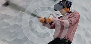 VR baseball experience at vive htc booth in MWC 2019