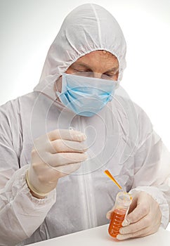 Man testing lab sample