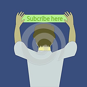 Man with text subcribe