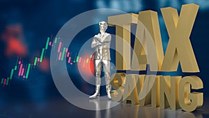 The man and text for tax saving concept 3d rendering photo