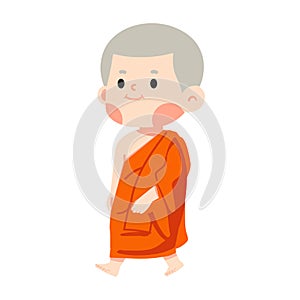 Man Thai buddhist monk walking