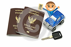 Man with Thailand Passport and 4wd Car for Travel Concept