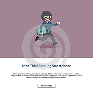 Man thief stealing a smartphone