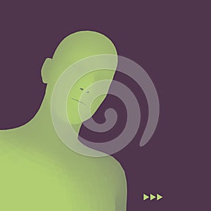 Man in a Thinker Pose. 3D Model of Man. Business, Science, Psychology or Philosophy Vector Illustration