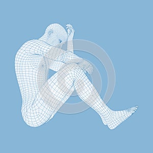 Man in a Thinker Pose. 3D Model of Man. Human Body