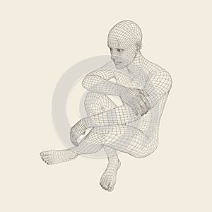 Man in a Thinker Pose. Psychology or Philosophy Vector Illustration