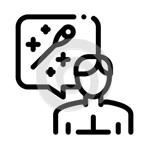 Man thinking about acupuncture icon vector outline illustration