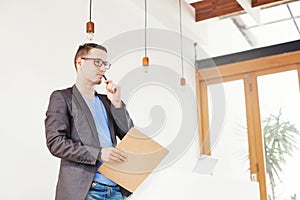 man thinking of new ideas for business