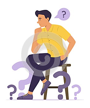 Man Thinking a Question Concept Illustration