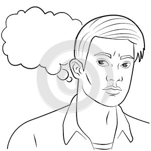 Man Thinking Thought Bubble Blank
