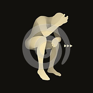 Man Thinks about a Problem. 3D Model of Man. Vector Illustration