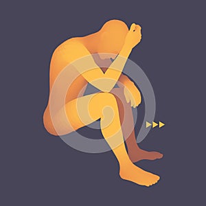 Man Thinks about a Problem. Depression or Hopelessness Concept. Vector Illustration