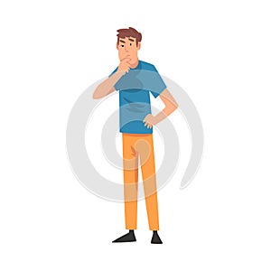 Man thinks about something cartoon vector illustration