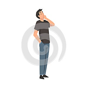 Man thinks about something cartoon vector illustration