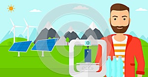 Man with three D printer.