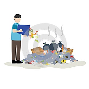 Man throw trash into pile of garbage