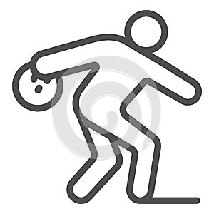 Man throwing bowling ball line icon, bowling concept, Bowling player sign on white background, Man throws ball icon in