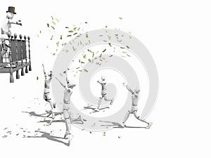 Man throwing money in a balcony