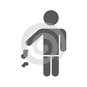 man throws trash silhouette vector icon