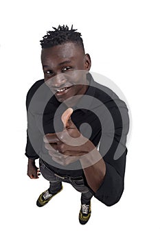 Man thumps up on white background