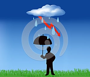 Man in thundershower photo