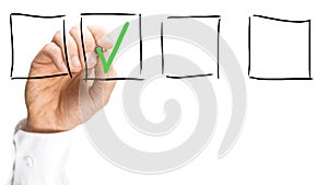 Man ticking a check box on a virtual interface