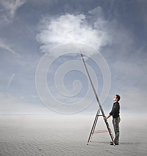 Man about to go on a ladder