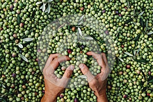 man about to take a bunch of olives