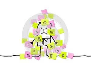 Man & too much sticky notes