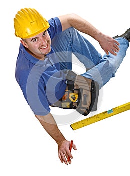 Man tool sit on floor