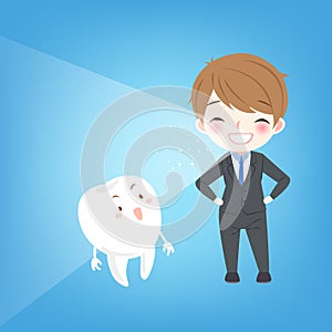 Man with tooth whiten concept