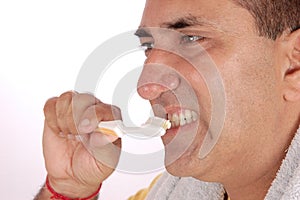 Man with toothbrush