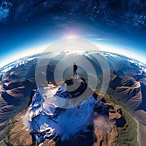 a man on top of the highest mountain looking down at the ground