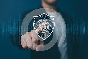 Cybersecurity fingerprint shield for data protection and secure access with biometric authentication system