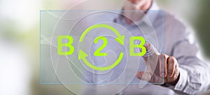 Man touching a b2b concept