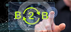 Man touching a b2b concept